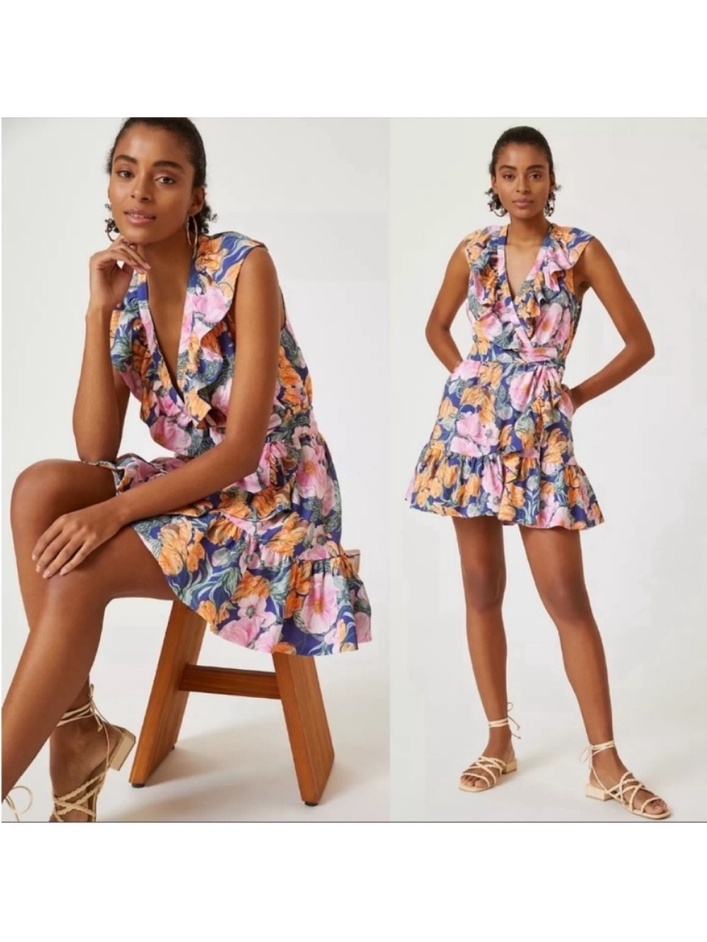 Anthropologie Floral Ruffle Dress - Multicolor size M. Pink
Orange